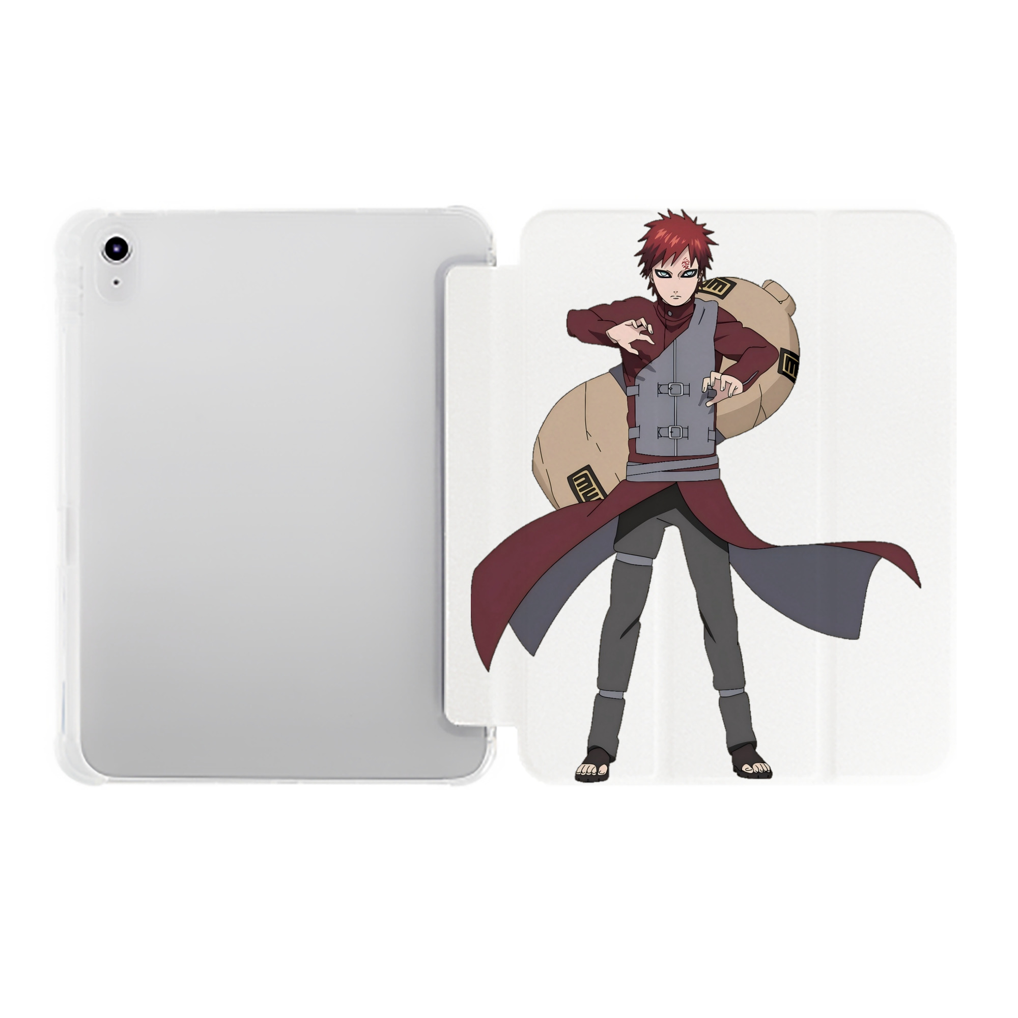 （画像用） NARUTO -ナルト- ガアラ Gaara IPad ケース ペン収納付き 三つ折りスタンド PUレザー×シリコン 対応機種9.5/10.5/10.9インチ